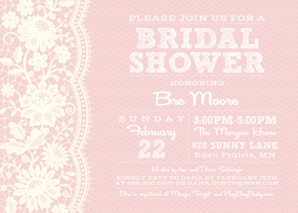 White Lace Kraft Graphic Background Bridal Invitations