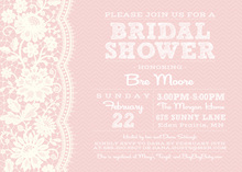 White Lace On Pink Chevrons Bridal Shower Invitations