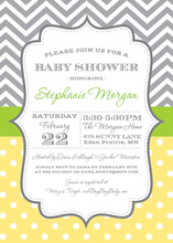 Grey Chevrons Yellow Polka Dots Invitation