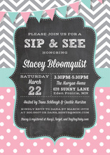 Grey Sip and See Floral Baby Shower Invitations