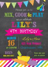 Bright Stripes Cooking Theme Chalkboard Invitations