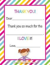 Bright Stripes Gymnastics Girl Thank You Notes