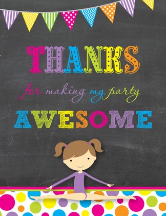 Bright Dots Blonde Girl Chalkboard Thank You Notes