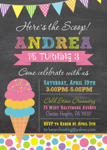 Ice Cream Chalkboard Birthday Party Invitations