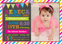 Bright Multicolored Stripes Jumping Kids Fill-in Invitations