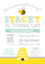 Hear The Buzz Honeycomb Aqua Birthday Invitations