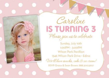 Turning Age Pink Polka Dot Golden Birthday Invitations