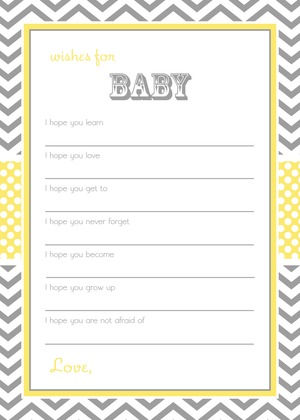 Grey Chevron Pink Wishes Baby Shower Cards