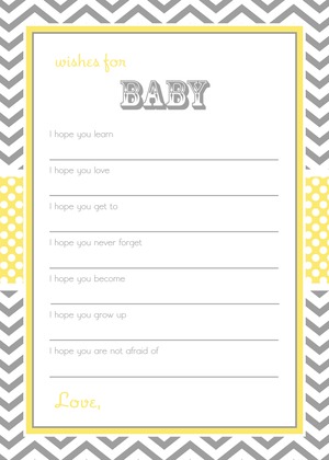 Grey Chevron Pink Wishes Baby Shower Cards