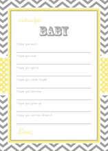 Grey Chevron Yellow Wishes Baby Shower Cards