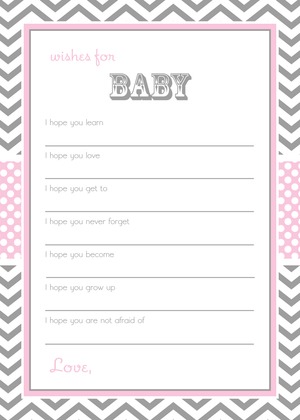 Grey Chevron Blue Wishes Baby Shower Cards
