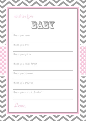 Grey Chevron Blue Wishes Baby Shower Cards