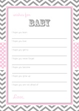 Grey Chevron Pink Wishes Baby Shower Cards