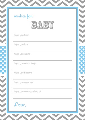 Grey Chevron Yellow Wishes Baby Shower Cards