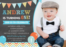 Brown Green Photo Birthday Party Invitations