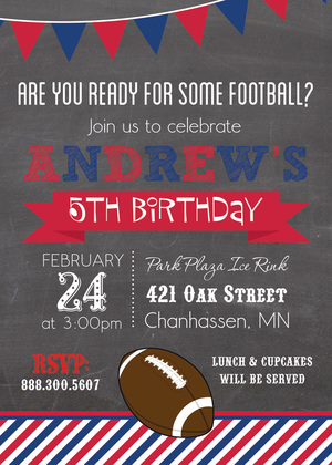 Football Stripes Red Blue White Background Invitations