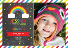 Rainbows Cloud Stars Chalkboard Birthday Invitations