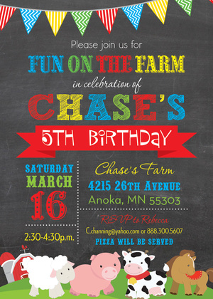 Fun Farm Blue Sky Invitations