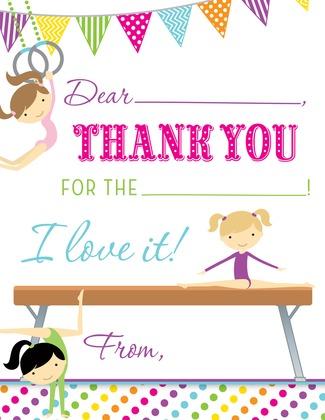 Rainbow Dots Gymnastics Girls Thank You Notes