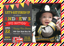 Dalmatian Puppy Fire Truck Green Stripes Invitation