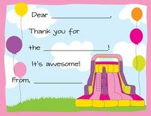 Girls Fun Inflatable Slide Party Fill-in Thank You Cards