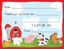 Fun on the Farm Kids Fill-In Birthday Thank You Cards