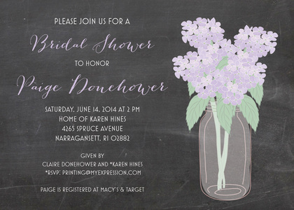 Pink Hydrangeas Bottle Chalkboard Wedding Invites