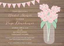 Pink Hydrangeas Wood Planks Shower Invitations