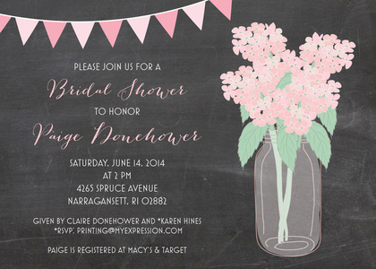 Lavender Hydrangeas Banners Chalkboard Invitations