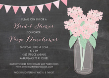 Pink Hydrangeas Bottle Chalkboard Wedding Invites