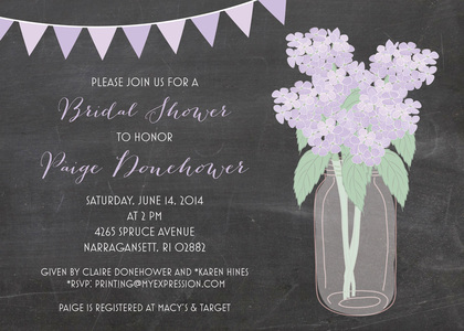 Lavender Hydrangeas Chalkboard Banner Note