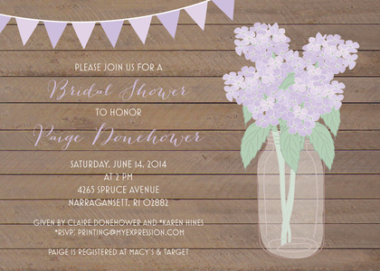 Lavender Hydrangeas Banners Chalkboard Invitations