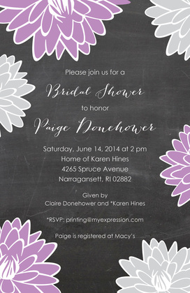 Simplistic Modern Floral Grey Pink Invitations