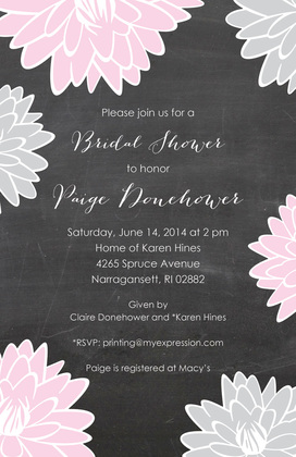 Simplistic Modern Floral Grey Pink Invitations