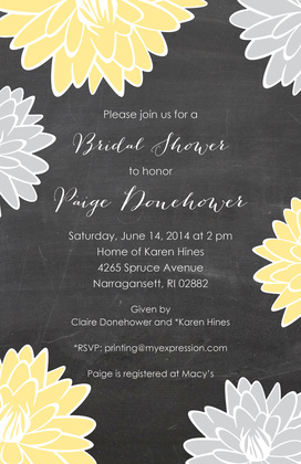 Pink Modern Floral Chalkboard Bridal Shower Invitations