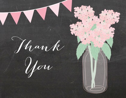 Pink Hydrangeas Banners Trendy Chalkboard Invites