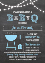 Birthday BBQ Lights Blue Invitations