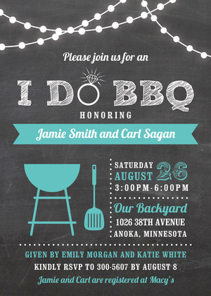 I Do BBQ Lights Red Wedding Invitations