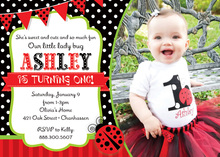 Cute Contrasting Ladybug Photo Birthday Invitations