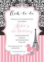 Paris Poodle Frame Luxury Birthday Invitations