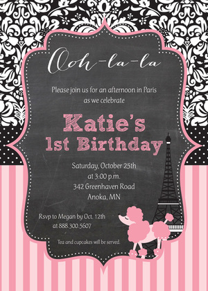 Paris Poodle Frame Invitations