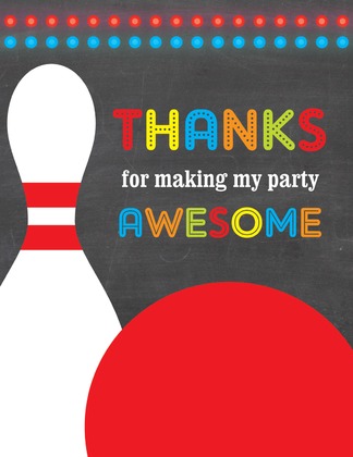 Red Stripes Bowling Fill-In Thank You Notes