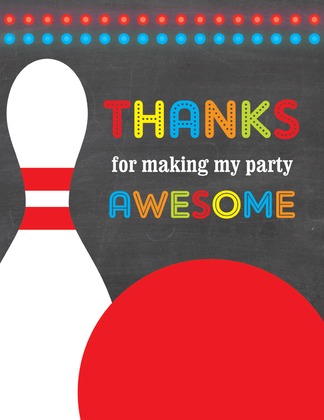 Red Bowling Ball Chalkboard Birthday Invitations