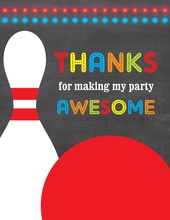 Red Bowling Ball Chalkboard Thank You Notes
