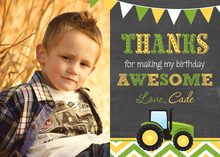 Green Tractor Chevrons Photo Thank You Card