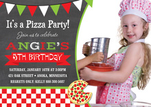 Pizza Party Chalkboard Photo Birthday Invitations