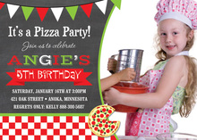 Eat Pizza Kids Birthday Invitations