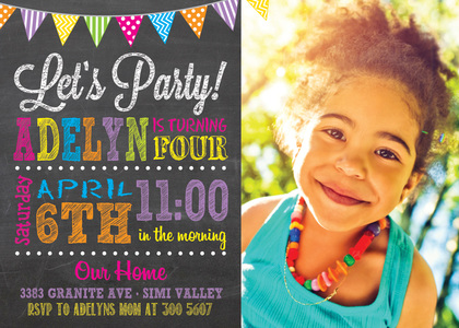 Rainbow Party Poster Style Chalkboard Invitations