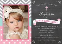 Chevrons Pink Polka Dots Baptism Chalkboard Photo