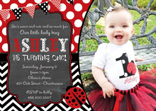 Cute Contrasting Ladybug Photo Birthday Invitations